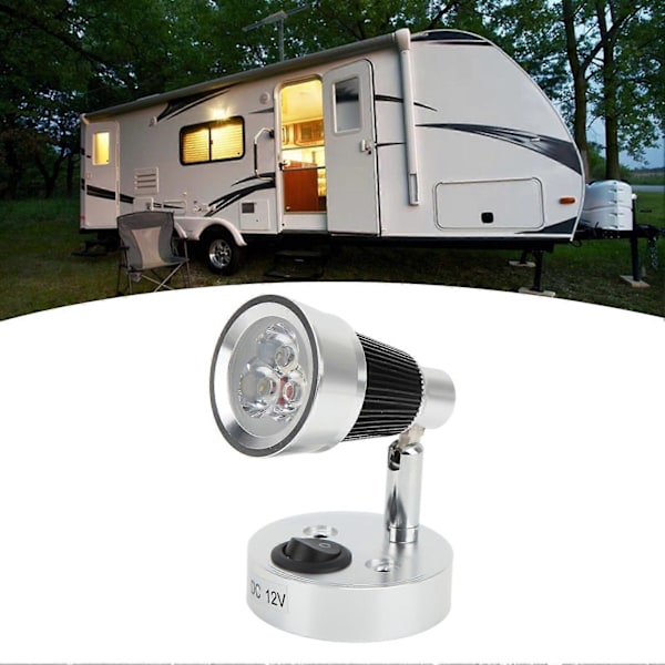 LED Drejelig Læselampe 90 Justerbar RV Spotlight Indvendig Belysning til Autocamper Trailer Campingvogn Båd Varmt Hvidt Lys
