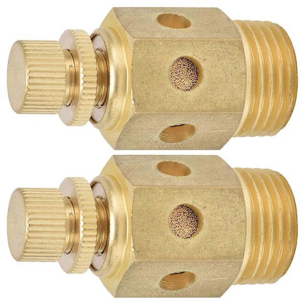 2 stk. Pneumatisk lyddemper messing luftutblåsning justerbar strupetype demper lyddemper 1/2in PSC?04