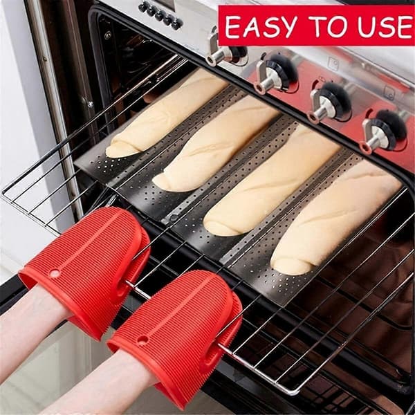 Non-stick perforeret franskbrødsbageplade, kulstofstål, fransk brødform, 4 bølgede brød, bageform, køkkenbakke