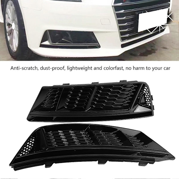 2 stk. S4-stil blank svart frontfanger tåkelysgriller for A4 B9 2017?2018