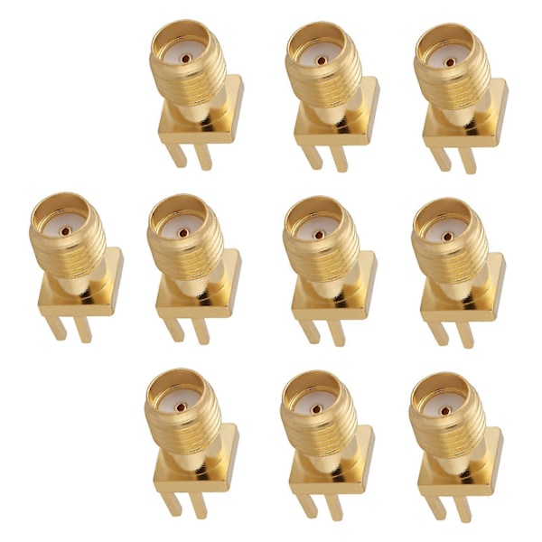 10 stk. Messing SMA Hun Base Socket Jack PCB Mount 50 Ohm RF Konnektorer