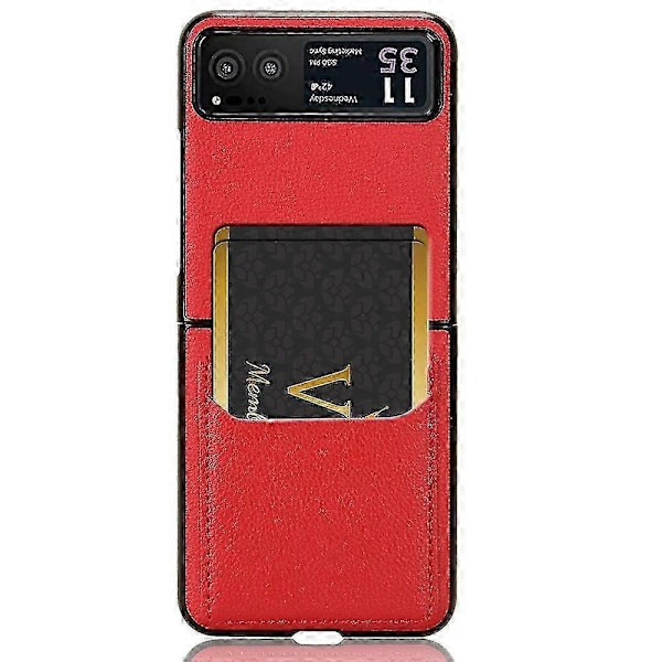 För Motorola Razr 40 5G PU Läder+PC Kortplats Fodral Litchi Textur Stötsäkert Mobilskal - RödP20211224297 Red