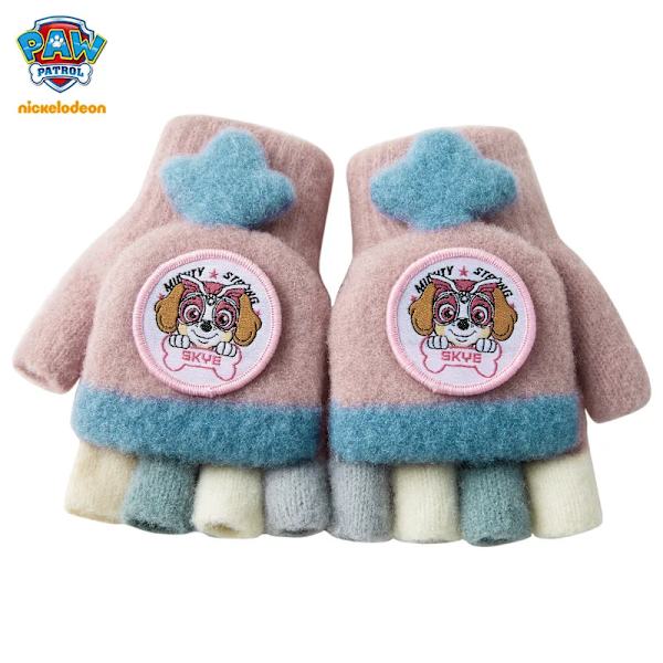 PAW Barnhandskar Femfingervantar Vinter Varma Söta Tecknade Nya Femfinger Flip Halvfingerhandskar Purple 1