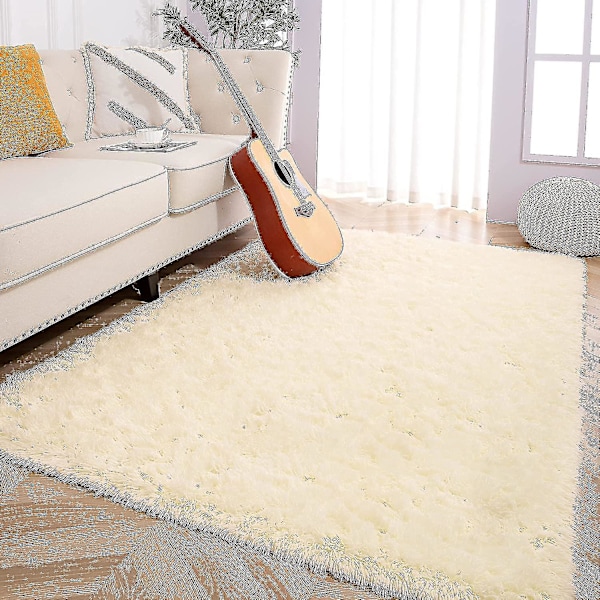 Knfe Mjuka fluffiga mattor för sovrum barnrum Plysch Shaggy Nursery Matta Pälsig kastmatta för pojkar Gi-4 * 5,2 fot-beige