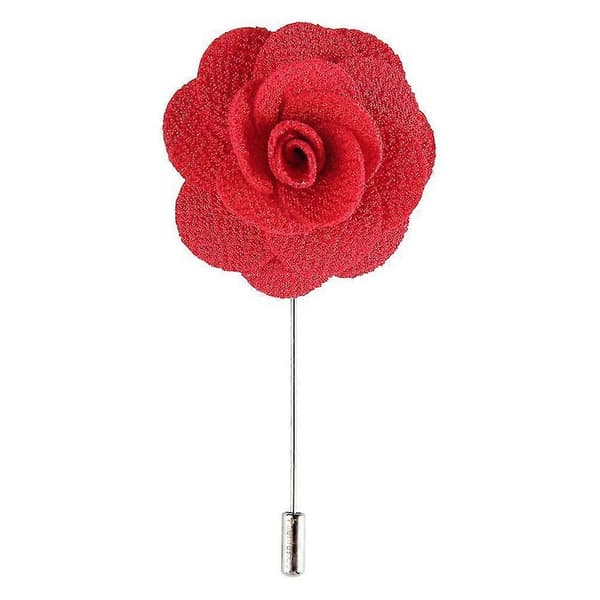 Herr Handgjord Kamelia Boutonniere Slipsnål Brosch (khaki) Red