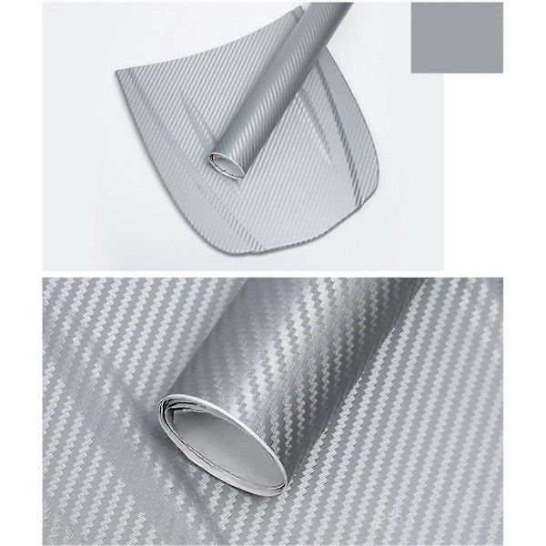 Hiilikuitutyylinen teippauskalvo 3D paksuuntettu auton ulkopinnan koristeteippausrulla hopea 1.52mx60cm