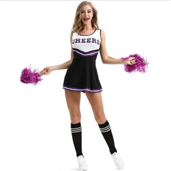Cheerleading maskeraddräkter uniformer high school cheerleading kostymer black XS