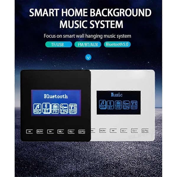 86 Bluetooth Mini Hemmabakgrundsmusiksystem Kompatibelt med Väggmonterad Förstärkare Touchknapp för FM TF Svart