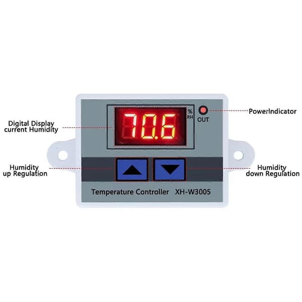 W3005 220V Digital Fuktighetskontroller Instrument Fuktighetskontroll Bryter Hygrometer SHT20 Fuktighetssensor EU Plugg