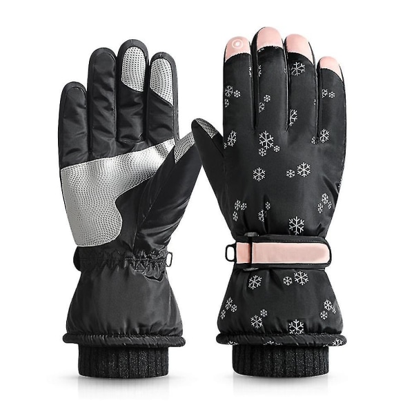 Snöhandskar Vattentäta vinterskidhandskar Varma neutrala handskar Elegant Black (Snowflake) SK22