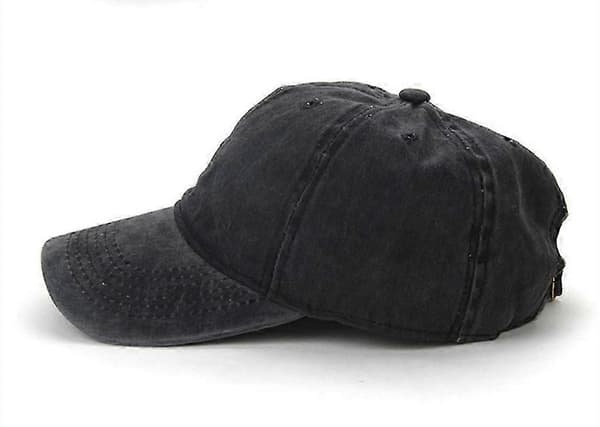 Basebollkeps Herrhatt Tvättbar Distressed Denim Justerbar Keps (Svart Grå)