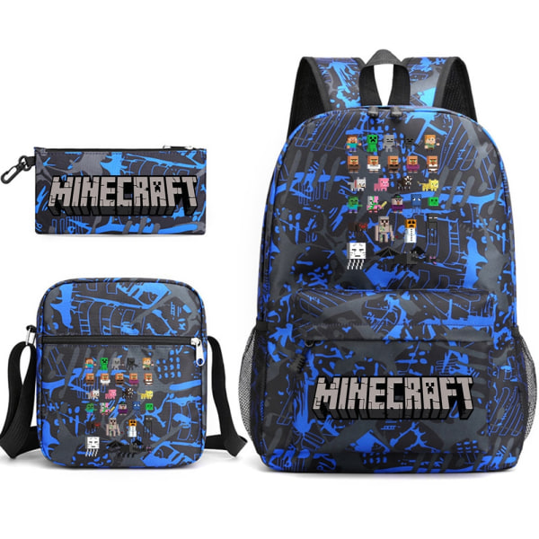 MINECRAFT Ryggsäck Skolväska för Barn Pojkar Flickor Spel Tryckt Student Bokväska Skolmaterial Light Grey