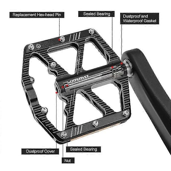 Reflekterende Cykelpedal 3 Lejer Skridsikre Mtb Pedaler Aluminium Legering Flade Vandtætte Cykelpedaler MZ-F336 silver