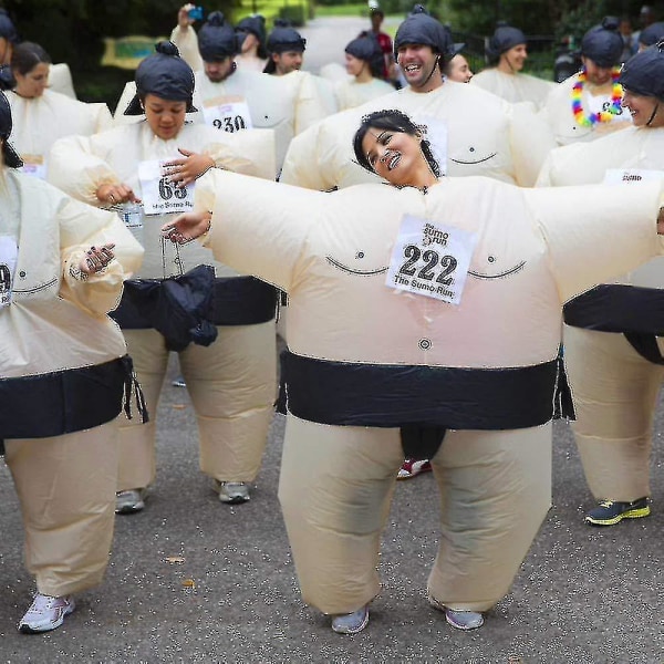 Sumo Wrestlare Uniform Vuxen Uppblåsbar Kostym Med Fläkt Purple Kids 120-140cm