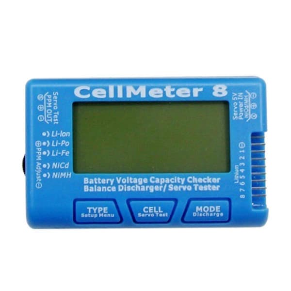 CellMeter 8 AOK 8S Elektrisk Display Servo Test Smal Frekvens Servo Tester Batteri Utlader Aeromodellering Tester
