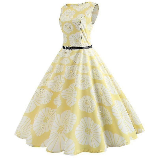 Naisten Vintage 50-luvun 60-luvun Swing Kukka Midi Mekko Juhla Cocktail Midi Mekot Tanssiaismekko M