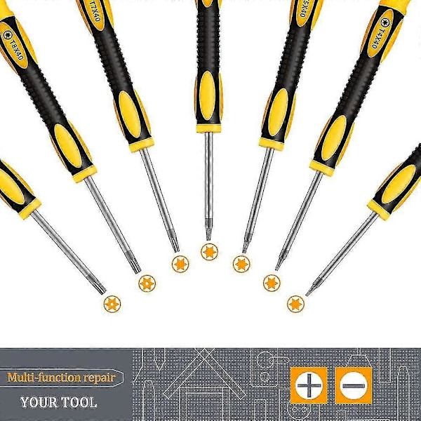 Profesjonelle Presisjons Magnetiske Torx/stjerne/tx Skrutrekkere, Sett/kit med 6 stk, T3 T4 T5 T6 T8 T10