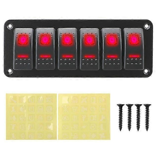 24V 12V Kytkinpaneeli 6 Painiketta Valo Vaihto Led Autotarvikkeet Veneeseen Asuntovaunuun Matkailuautoon Maastoautoon Perävaunuun Kuorma-autoon