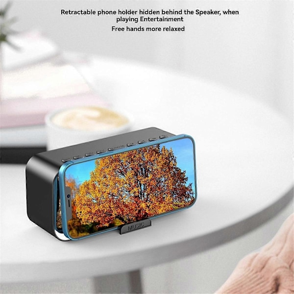 LED digital väckarklocka med Bluetooth 5.1 Uppladdningsbar Portabel Musikspelare Stöd TF-kort AUX-anslutning Vit