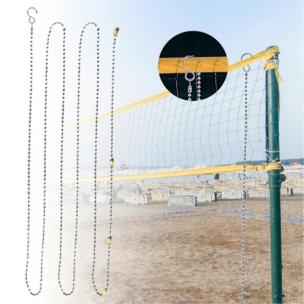 2 stk. højde kæder med kroge, nøjagtig passende længde, måling, ikke-ætsende volleyball net højde kæder, træningsudstyr