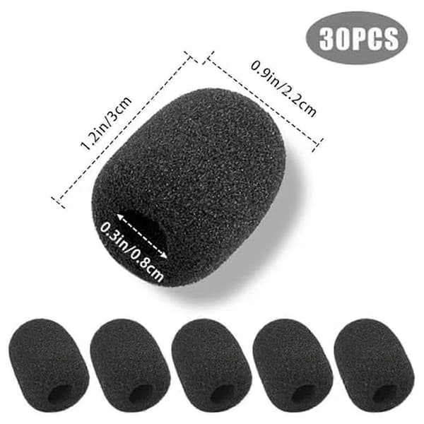 30-pack Skummikrofon Vindruta, Mini Storlek Lavalier Headset Mic Skumskydd för Headset Mikrofon
