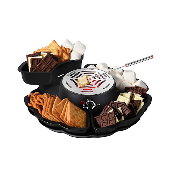 2-i-1 Elektrisk S'more Maker Fonduegryta Flamfri Värmare med 3 Temperaturkontroller S'more Kit med Marshmallow Rostningspinnar Bordsmodell Inomhus Kit för Grillning