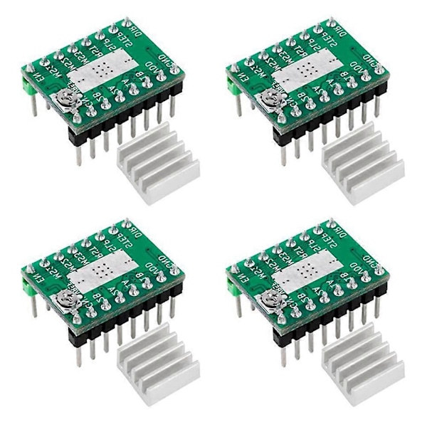 4 stk. A4988 StepStick Stepper Driver til Reprap 3D Printer Dele Stepper Motor Driver med Køleplade Tilbehør