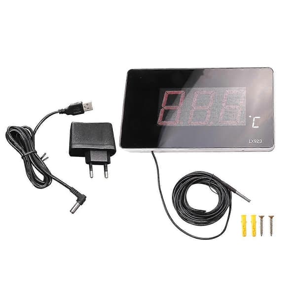 Pooltermometer med LED-display och vattentät probtermometer för vatten, akvarium, utomhustemperatur