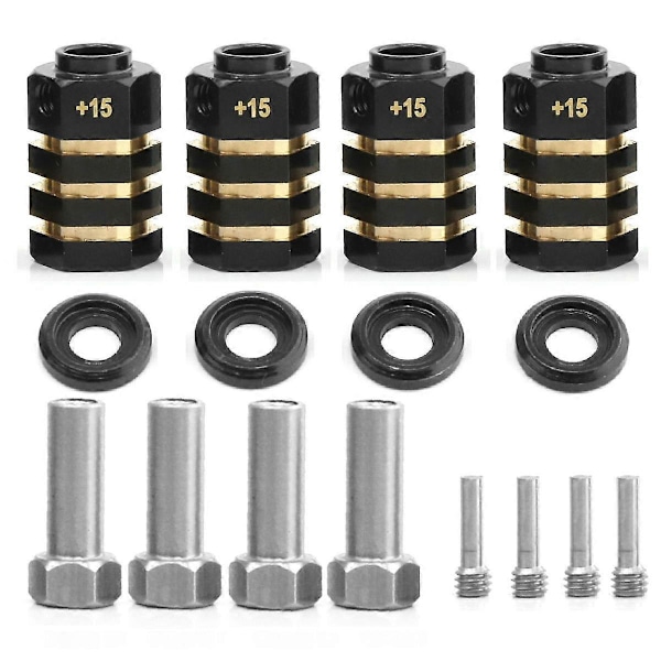 4kpl Messinkinen vastapaino 12mm pyörän kuusiokolo jatkettu adapteri TRX4 TRX6 1/10 RC-auton osille 15mm
