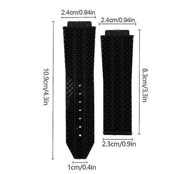 24mm Silikone Rem Plastik Sort Urrem Til Hublot