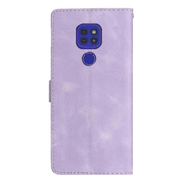 Blomster Læder Etui Til Motorola Moto G9 / G9 Play / E7 Plus Purple