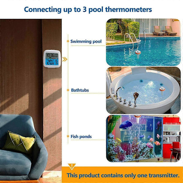 Pool Termometer Trådløs Flydende Letlæselig, Digitale Pool Termometre, til Swimmingpool, Badekar, Akvarium