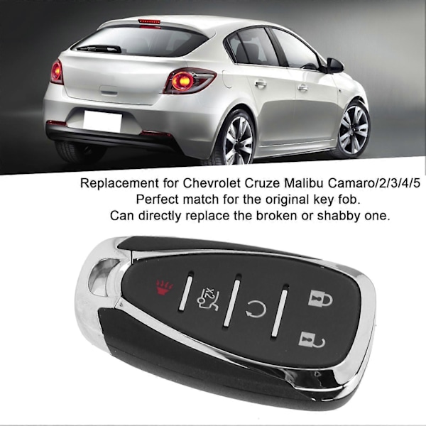 Bilnøgle Fjernbetjening Etui Intelligent 5 Knap Udskiftning til Chevrolet Cruze Malibu Camaro/2/3/4/5