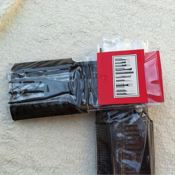 10 stk./sæt Plastikkam Holdbar Let at bruge Sort Bærbare Værktøjer Kamme til Hår QinHai