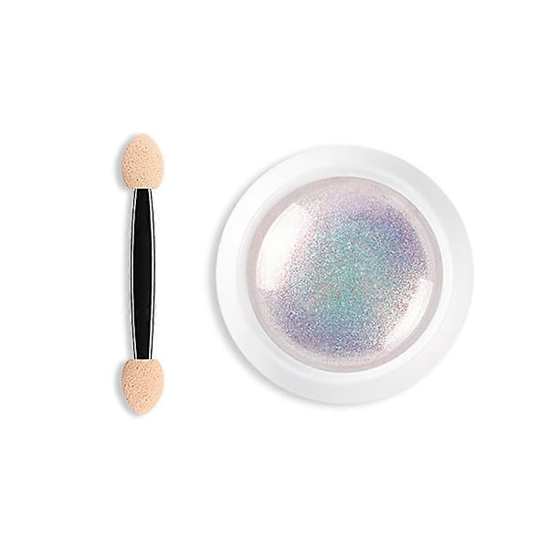 3g Glitter Holografisk Regnbue Neglekunst Pulver Speilpigment med Mini Børste