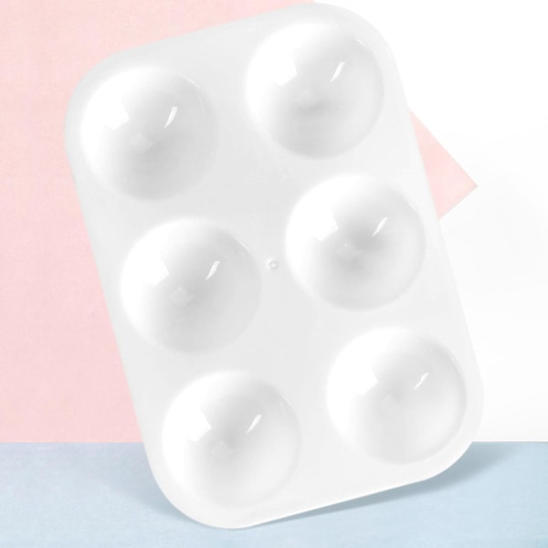 10 stk. Hvite Plast Malingbrett Paletter 6 Hull Fortykket Kunstklasser DIY Håndverk Akvarellpalett Fargeblanding Kunst Malingsbrett