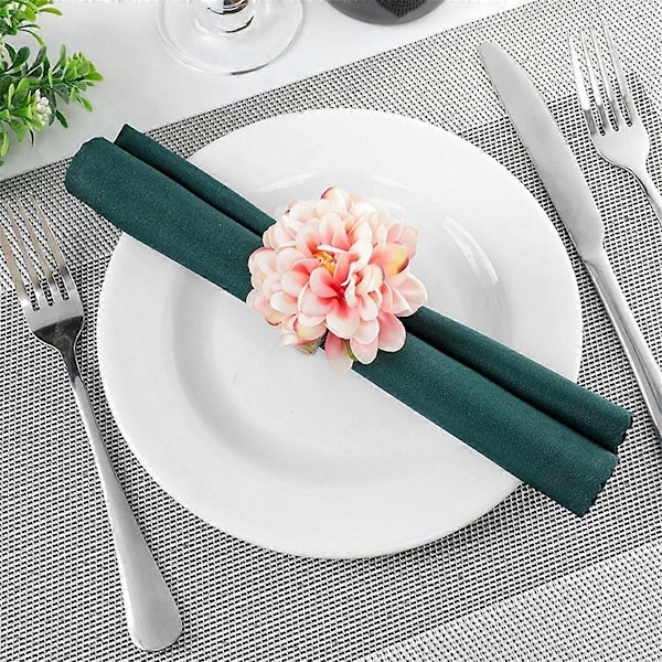 Perle Servietringe, Rustikke Rose Servietringe Blomster Servietholder til Borddekoration Robinegg Blå