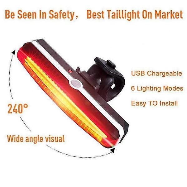 Sykkel Baklys 300 Lumen USB Oppladbart Vanntett MTB Sykkel Baklykt White