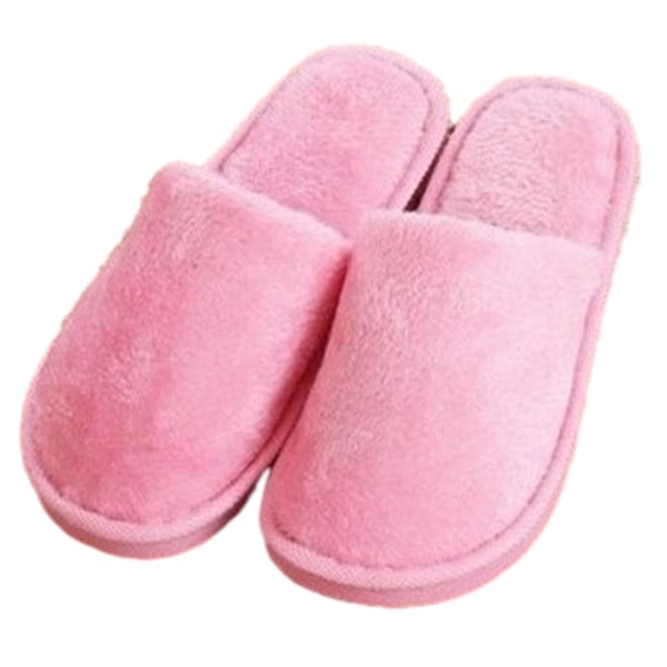 Candys färgglada bomullstofflor förtjockade varma skor som andas för hemmabruk Pink 37