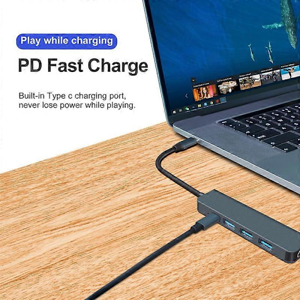 Dockningsstation 5-i-1 Höghastighets Multifunktionell Drivrutinsfri Dataöverföring 5Gbps USB-C Hub Typ-C till HDMI-kompatibel Adapter Kompatibel iPad Pro