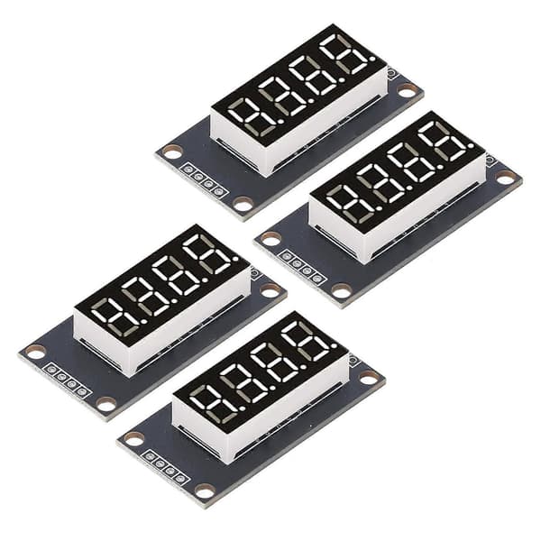 4 Sett Digitalt Rørdisplay Modul LED 4 Sifret 7 Segment 0.36in TM1637 Driverbrikke Hvit MRA110A
