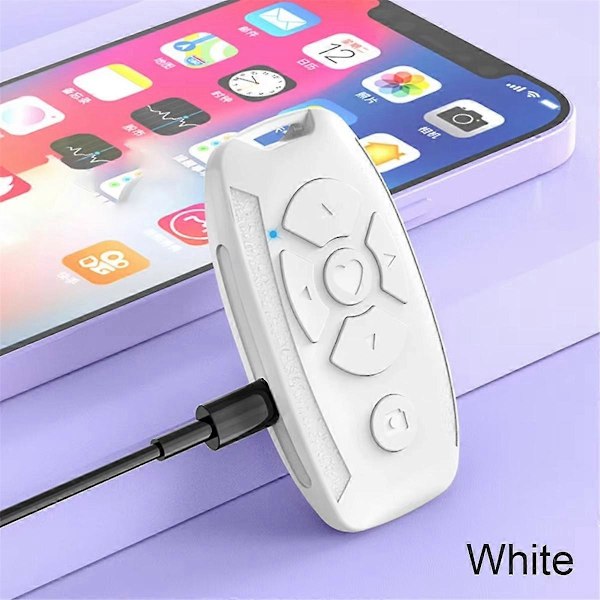 Genopladelig Bluetooth Fjernbetjening Trådløs Controller Kamerastick Udløser til Telefoner E-bog Sidevend A