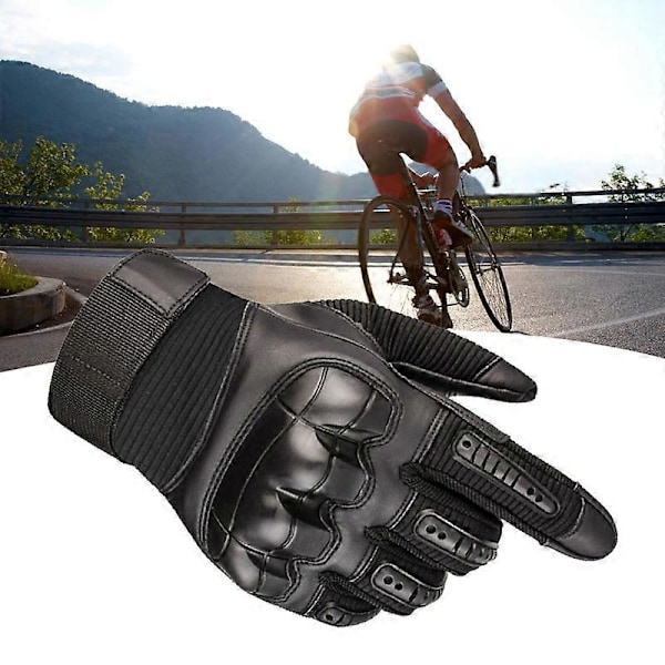Motorcykelhandskar Hårda Knogar Andningsbara Bra Grepp Anti-Slip Hel Finger Powersports Handskar för Skogsarbete Tung Industri Svart XL