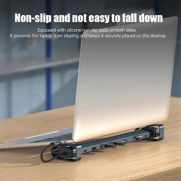 10-in-1 USB C Hub Multiporttisovitin Kannettava Dongle 4K PD 100W USB 3.0 Gigabit Ethernet RJ45 Telakka-asema Kannettava Tietokoneteline