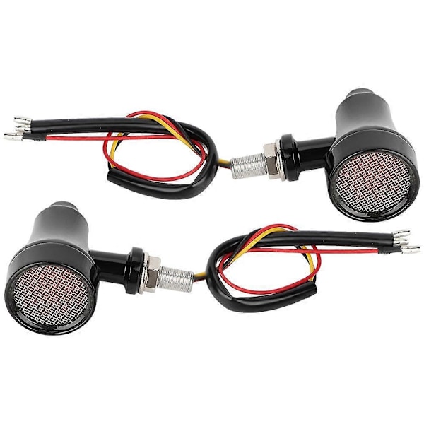Metal Skal Retro Gitter Motorcykel Blinklys LED Bremselys Flash Lampe (Sort)
