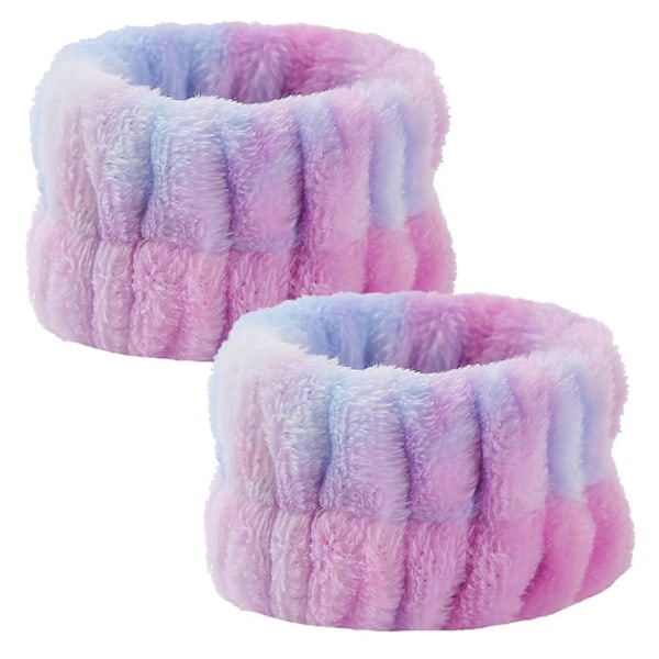 2 stk. ansiktsvaskarmbånd, spa-armbånd, ansiktsvaskarmbånd, elastiske armbånd for ansiktsvask, absorberende armbånd Blue Colorful