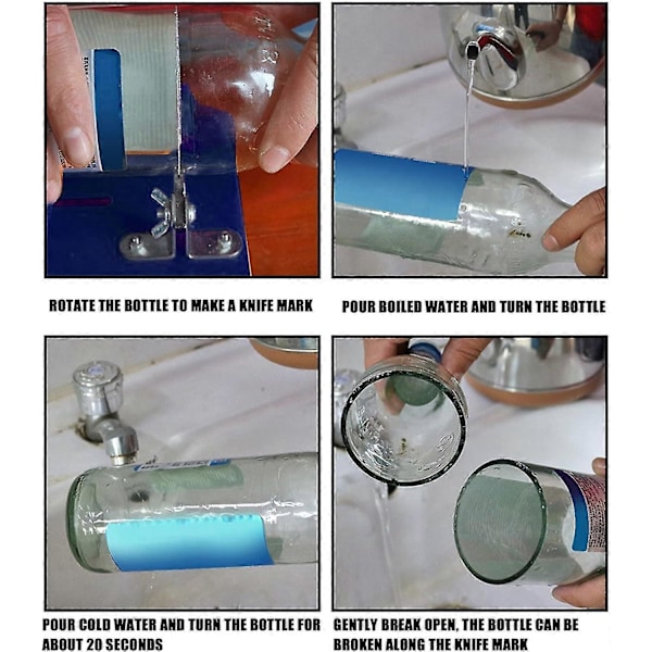 Glasflaskskärare, flaskskärare för glas, justerbart flaskskärarverktyg DIY (Gul) Blue