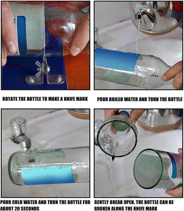 Lasipullonleikkuri, pullonleikkuri lasille, säädettävä pullonleikkuri DIY-työkalu (keltainen) Blue