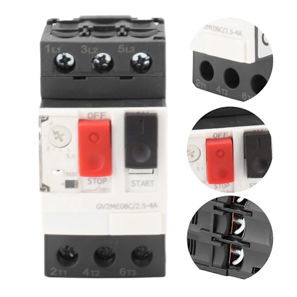 Elektrisk strømbryter motor start stopp beskyttelsesbryter 35mm guideskinne montering 2.5?4A