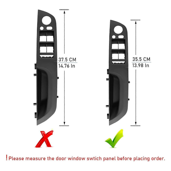 Vindusbryter Armlene Panel Førerside Dør Innvendig Panel for 3 Serie E90 Sedan LCI 2009 til 2011 Svart
